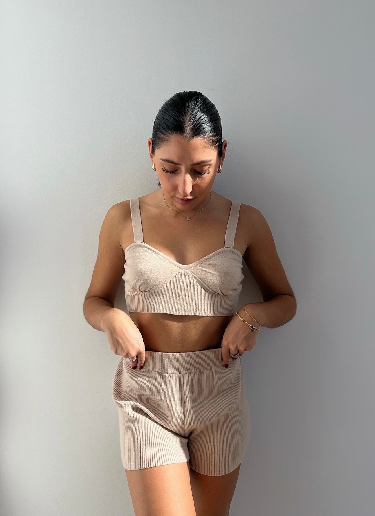 Mylie Ribbed Knit Shorts Set