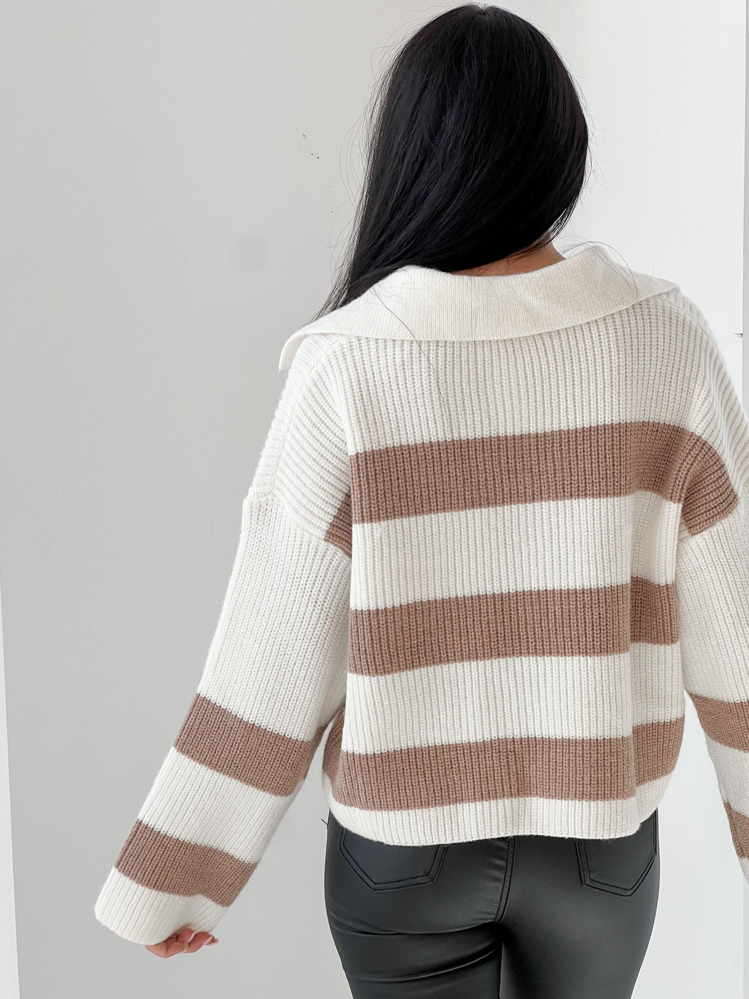 Stripe Sweater with Collar