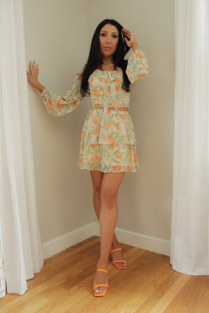 Tangerine Garden Mini Skirt
